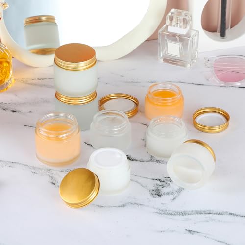 RAMFIYN 24 Pack 2oz Frosted Glass Cosmetic Jars with Gold Lids — Sample & Travel Containers