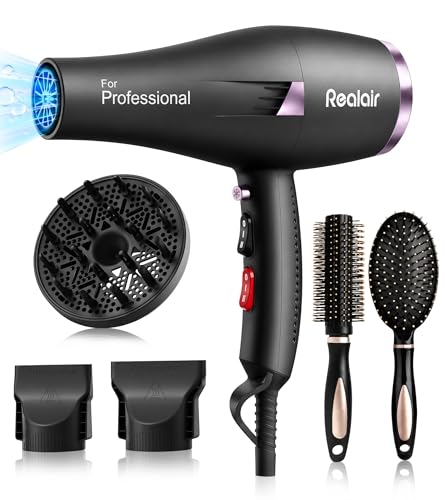 Black Professional Salon Hair Dryer with Diffuser 1875W AC Motor