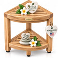 Corner Shower Stool with Shelf - Solid Teak 2-Tier Teak Shower Corner Shelf