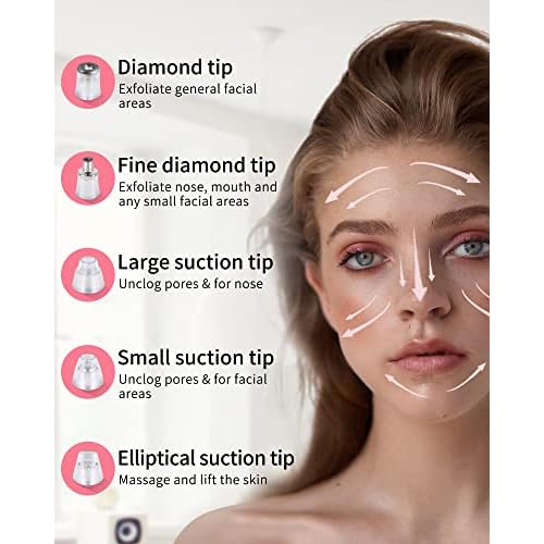 NEWDERMO 2-in-1 Microdermabrasion Machine for Facial, Diamond Microdermabrasion Device USB Rechargeable (Pink) with Microdermabrasion Machine Pro(White)
