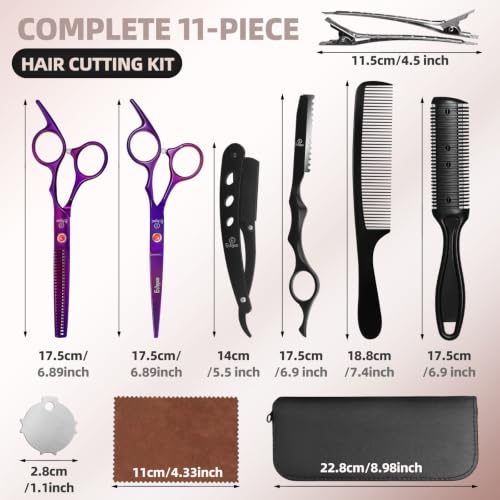 Ethyxe Purple Professional Hair Cutting Scissors Kit with Japanese Steel & Thinning Shears