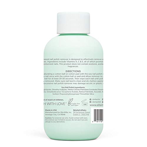 ella+mila Unscented Soy Nail Polish Remover Pack of 2 - Non-Acetone, Vegan, Gentle, 4 fl oz