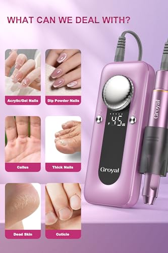 Cordless Electric Nail Drill Kit 45000 RPM for Professional Manicure & Pedicure - Pink