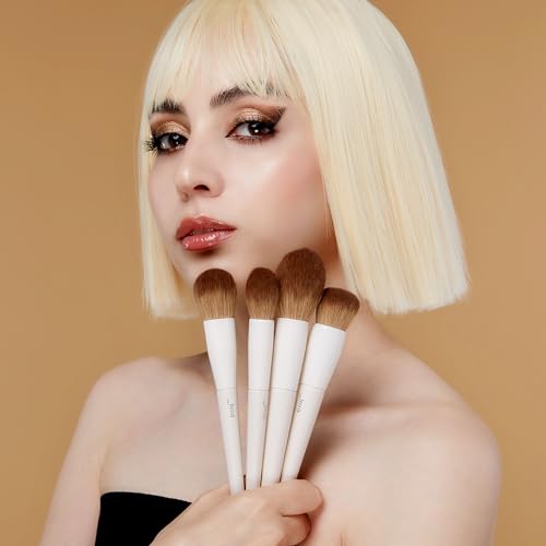 Light Grey 5-Piece Face Makeup Brush Set - Foundation, Blush, Contour & Highlighter