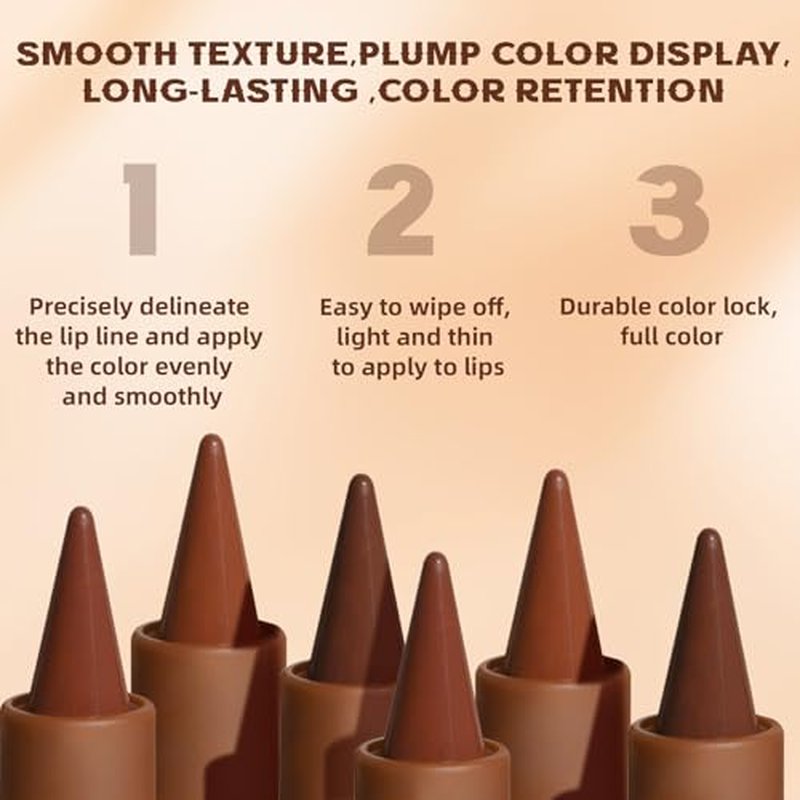 3 Colors 2 in 1 Lip Liner Set, Matte Nude Dark Brown Red Lip Liner Plumping Smooth Creamy Lip Pencil, High Pigmented Long lasting Light Brown Lipstick Makeup