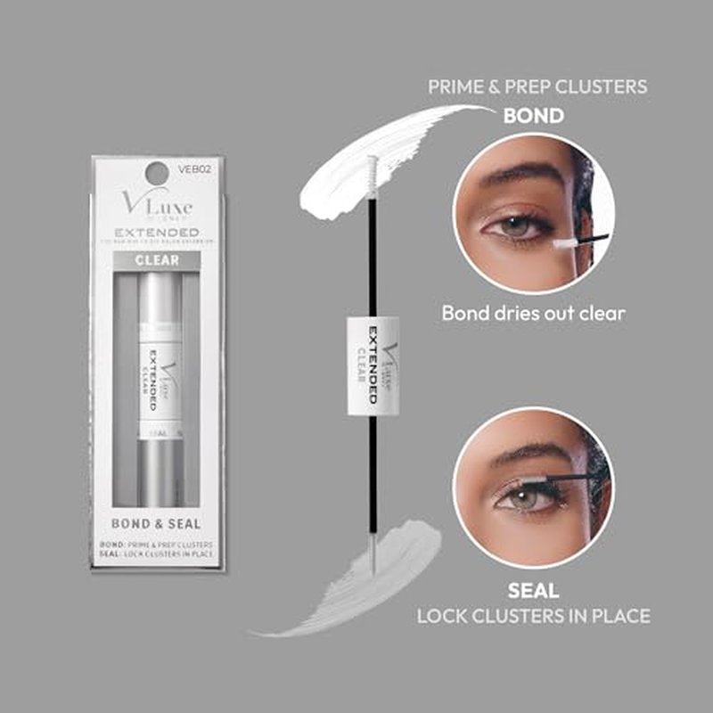 i?ENVY Extended Bond & Seal for False Lash Clusters & Strip Lash, Dual-Ended Lash Glue Adhesive for Light & Clean DIY Extension, Non-Damaging & Residue Free, All Day Wear with Biotin & Vitamin E