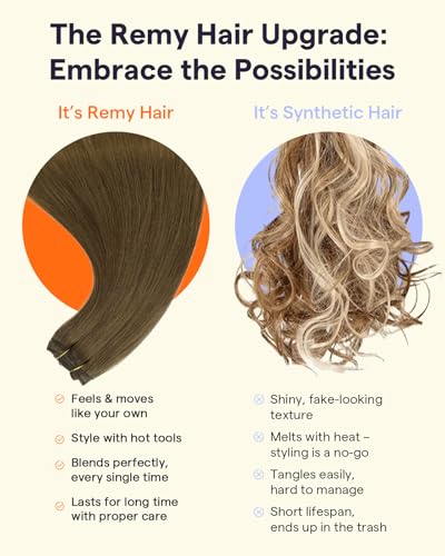 Full Shine Human Hair Clip-In Extensions Brown Lace #4 Medium Brown 10 Inch 60g - Layering & Blending