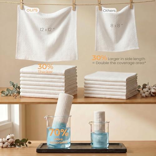 LUMIDOMA XXL Disposable Facial Towels 12x12 Inches Extra Thick 200 Count Family Pack