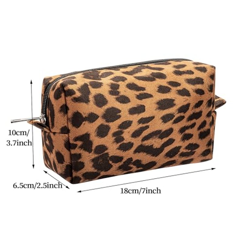 Leopard Print Makeup Bags, 3 Pieces, Large Capacity, Soft, Warm, Travel Toiletry Organizer (Brown)