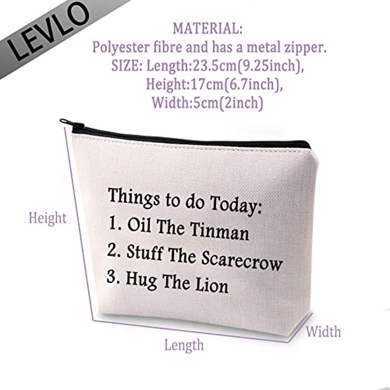 LEVLO Wizard Gifts Oil The Tin Man Stuff The Scarecrow Hug The Lion Makeup Bag for Fans (Things to do Today)