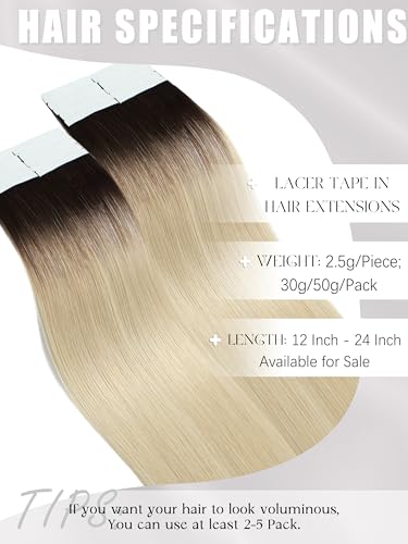 Platinum Blonde Hair Extensions 16 Inch Human Hair Tape-In with Dark Roots - Variation R#2/60A