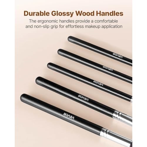 VEVOR 34-Piece Makeup Brush Set, Professional Makeup Brushes Kit for Foundation Blending Eyeshadow Concealer Blush - with Soft Bristles, Ergonomic Wood Handle, Travel-Friendly Case Included