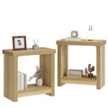Natural End Tables Set of 2 - Narrow Side Tables with Storage Shelves