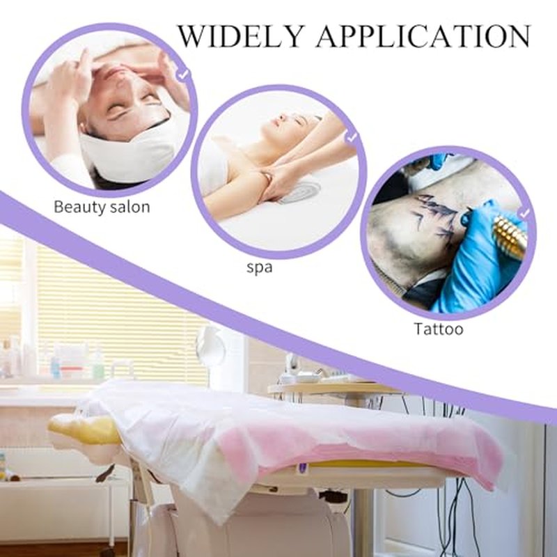 100PCS Disposable Bed Sheets 31.5" x 71", Non-Woven Fabric Massage Table and Spa Bed Covers, Breathable and Durable for Ultimate Hygiene and Comfort in Massage, Tattoo, and Spa Treatments (White)
