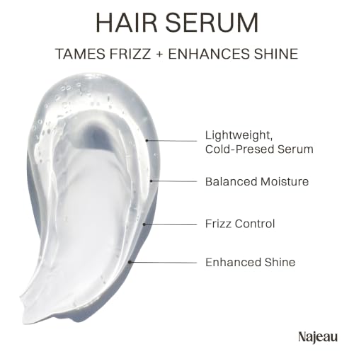 NAJEAU Hair Serum with Marula & Argan Oils for Frizz Control & Shine - Vegan, Paraben-Free