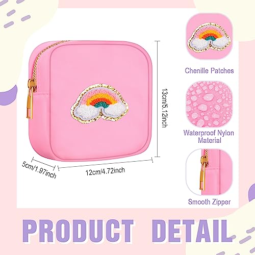 Sumind 12 Pcs Christmas Preppy Patch Makeup Bag Bulk Cute Mini Pouch Bag Gift Nylon Travel Cosmetic Toiletry Portable Organizer Storage Purse Small Zipper Pouch Daily Use Storage Purse for Women