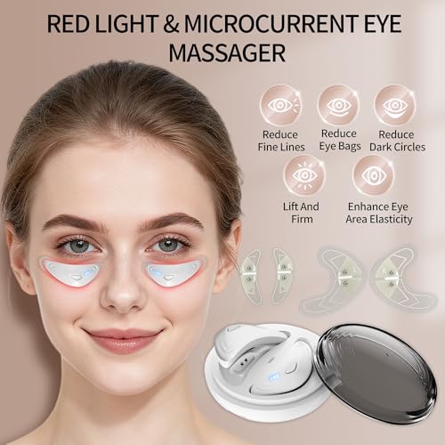 Red Light Therapy Eye Pods for Under Eye Bags - 1 Pack + 4 Reusable Gel Patches, Portable Eye Care Device