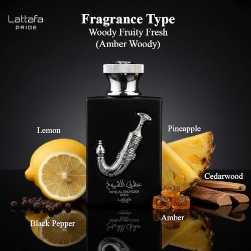 Lattafa Ishq Al Shuyukh Silver Unisex Eau de Parfum Spray Wood 3.4 Fl Oz