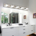Bicrink 5-Light Dimmable Brushed Nickel Vanity Light Over Mirror, 40in, 350° Rotating Heads