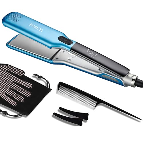 2 Inch Ceramic Wide Plate Hair Straightener and Curler - 500°F High Temp Flat Iron