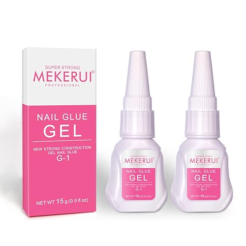 Nail Glue Gel 2 Pack ? Super Strong Press On Nail Glue, Air Dry in 7 Seconds, No UV Lamp Needed, Thick Gel Formula for Long-Lasting False & Press-On Nails
