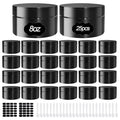 25 Pcs Black Plastic Cosmetic Jars 8oz Refillable Travel Containers with Lids