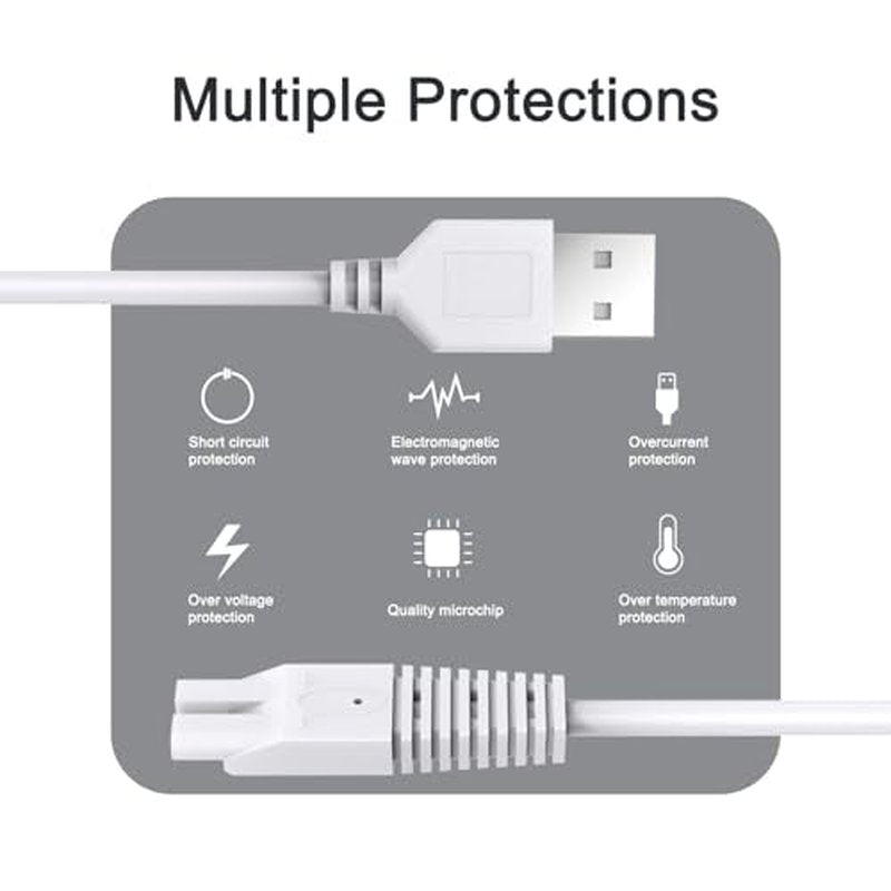 2Pcs Power Cord for Remington Smooth & Silky Electric Shaver WDF5030A, WDF4816NA, WDF4821US, WDF4825, Women¡¯s Shaver & Trimmer Replacement Charging Cable, White
