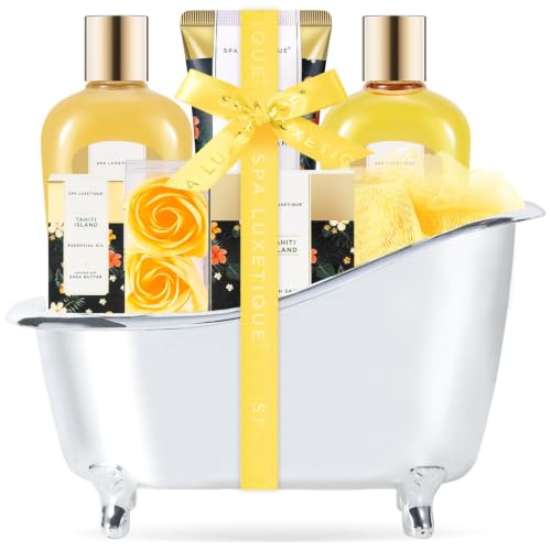 Spa Luxetique Tahiti Island Bath Gift Basket for Women - 8PCS Relaxation Set