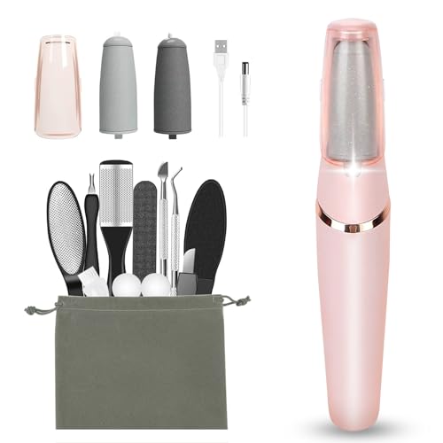 Electric Callus Removers for Feet, Haootadiy Electric Foot Callus Remover Pedicure Kits Rechargeable with12 in 1, Removes Dry Skin for Smoother Feet, Foot Care for Dead Skin Ideal Gift