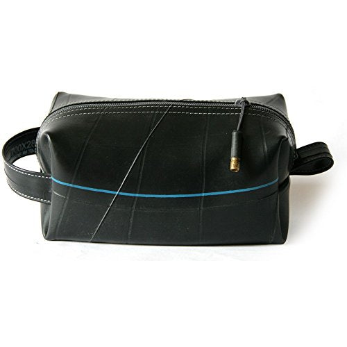 Water-Resistant Travel Grooming Kit with Upcycled Inner Tube Material - Coal Variation