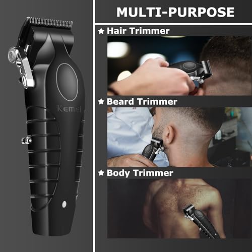 KEMEI 2296 Black Cordless Hair Clippers for Men - Professional Haircut Kit