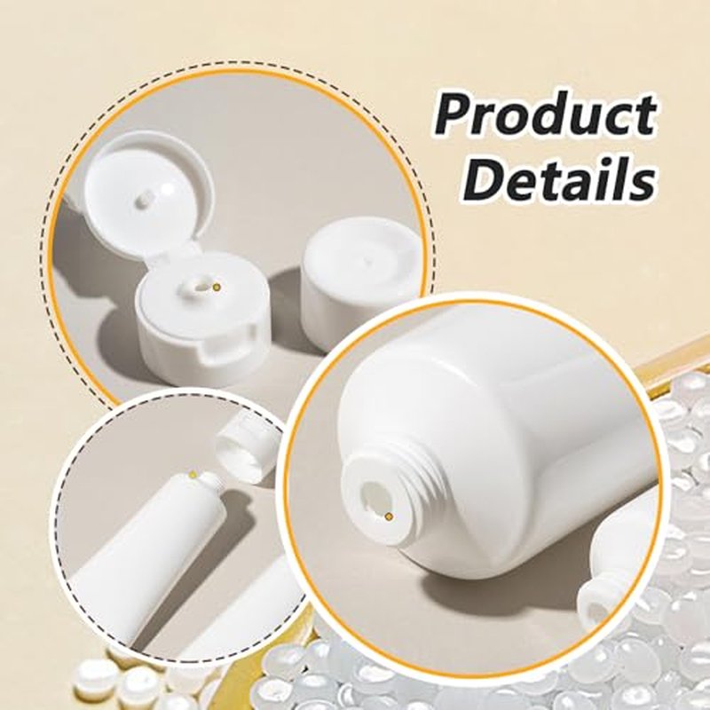 24PCS 30ML/1oz Empty Refillable Cosmetic Squeeze Tube Bottle Containers Jars Pot With Flip Cap For Makeup Shampoo Facial Cleanser Body Cream Shower Gel Liquids Lip Gloss (White)