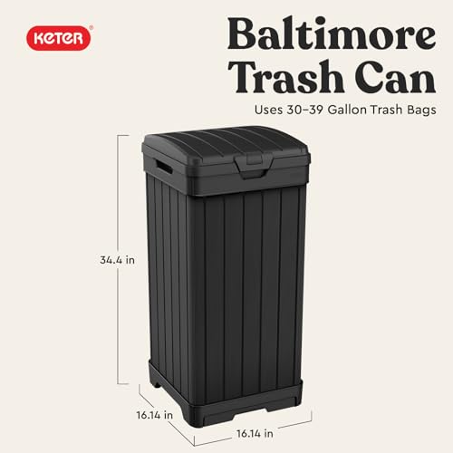 Baltimore Outdoor Trash Can with Double Lid and Drip Tray - 38 Gallon Black