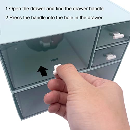 Blue 4-Drawer Makeup & Desk Organizer, Plastic Storage Box for Vanity & Office