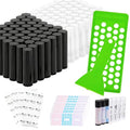 100 Pack Lip Balm Tubes with Filling Tray, Spatula & Labels - DIY Kit (Black & Clear)