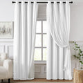White Blackout Curtains 52W x 84L Double Layer Set - Pack of 2, Grommet Top