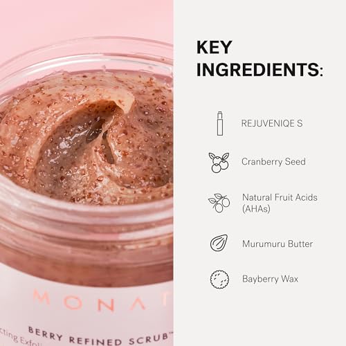 MONAT Berry Refined Scrub¢â - Perfecting Exfoliator Mask with Skin-Brightening AHAs and Cranberry Seeds, 87ml
