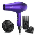 Lightweight 1875W Ionic Hair Dryer with Diffuser & Multiple Settings - Purple