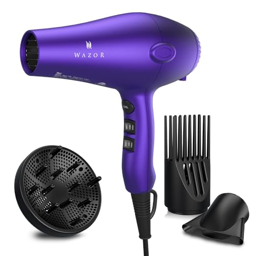 Lightweight 1875W Ionic Hair Dryer with Diffuser & Multiple Settings - Purple