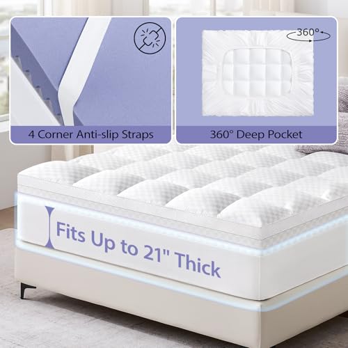 White Full Size Memory Foam Mattress Topper with Cooling Gel Egg Crate & Pillow Top - 4 Inch