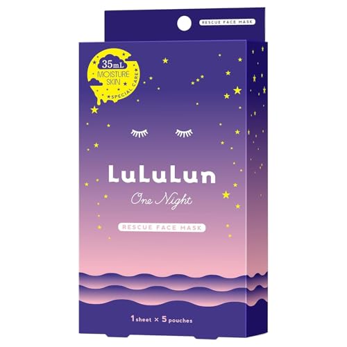 Lululun 5 Pack Japanese Soothing Sheet Mask, Facemask Skincare For Sensitive Skin With Lavender & Wild Thyme, Hydrating Face Masks, Organic Face Mask & Sheet Mask in Japan, ONE NIGHT - Pink Moist