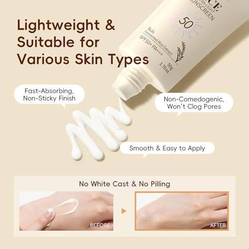 Rice Skincare Set for Women & Girls ? Korean Skin Care Set with Rice Cleanser, Toner, Serum, Face Cream, Eye Cream, Sunscreen, Ice Roller, Headband & Card ? Moisturizing & Skin Barrier Support (9PCS)