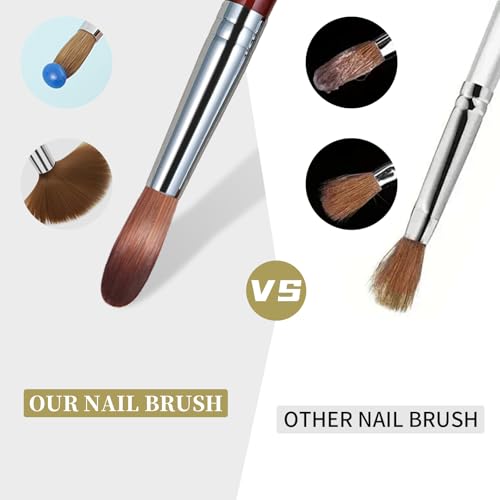 Brown 10# Acrylic Nail Brush with Solid Wood Handle - Professional Manicure Tool