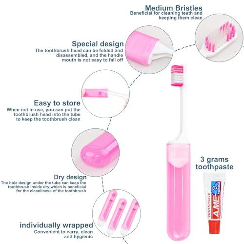 50 Travel Disposable Toothbrush and 3g Toothpaste Set - Foldable & Portable