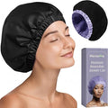 Waterproof Reusable Shower Cap for Long Hair with Anti-Frizz Terry Lining