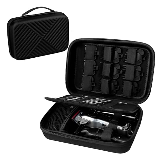 Hard Travel Case for Hair Clippers, Hair Cutting Barber Supplies Holder, Trimmer Organizer Storage Bag for Ufree/Hatteker/Oneisal/Wahl 5Star/Andis Men Razor Guard Grooming Kits (Bag Only) (Black)