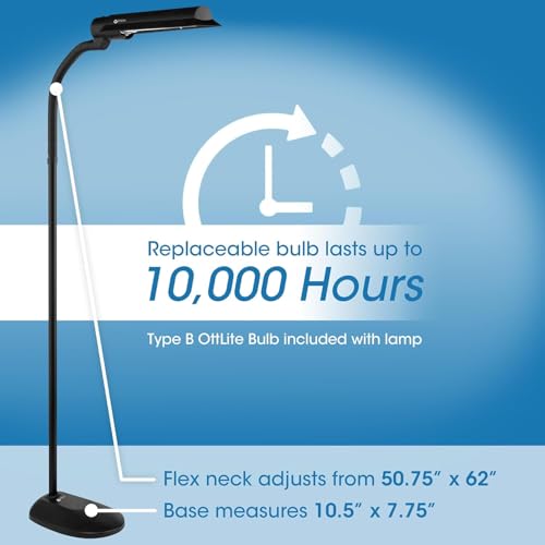 OttLite Large Black WingShade Floor Lamp for Crafts & Office Work