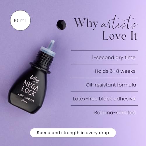 Professional Lash Extension Black Glue 10mL - Fast Dry, Long Retention, Banana Scent