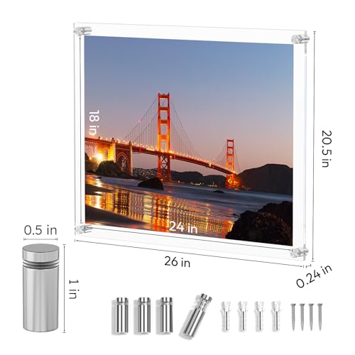 AITEE 18x24 Inch Acrylic Floating Picture Frame - Clear Wall Display