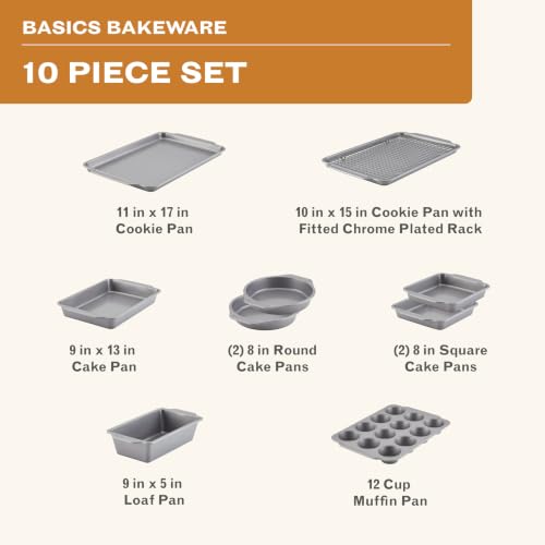 Farberware Nonstick Bakeware Set with Cooling Rack - 10-Piece